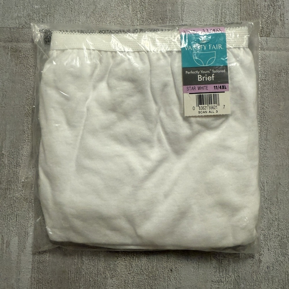 Vanity Fair Perfectly Yours Tailored Cotton Brief Plus‎ Size 11 4XL #15318 White